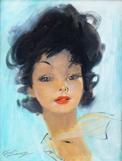 Jean-Gabriel DOMERGUE - 1889-1962 PORTRAIT D'ARLETTE Huile sur panneau, signée en...