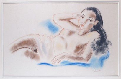 André DIGNIMONT - 1891-1965 NU ALLONGÉ Aquarelle, signée en bas à droite. 38 x 6...