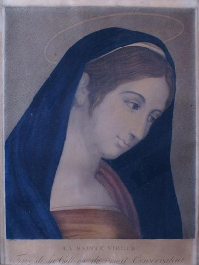 D'après RAPHAEL 1483-1520 LA VIERGE Gravure en couleurs par Louis-Charles Ruotte...