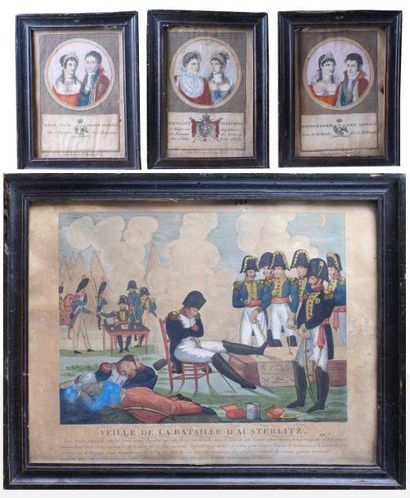 null NAPOLÉON Ensemble de cinq gravures aquarellées d'époque début XIXe siècle. 1-...