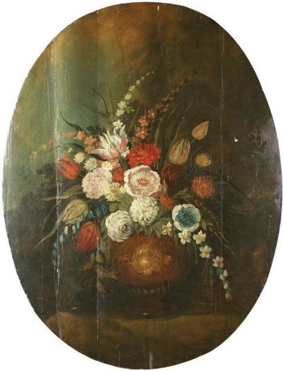 Dans le goût de l'école ESPAGNOLE du XVIIIe siècle Bouquet de fleurs dans un vase...