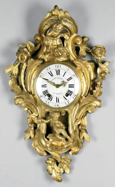 null CARTEL D'APPLIQUE en bronze ciselé et doré d'époque Louis XV à décor d'Amour...