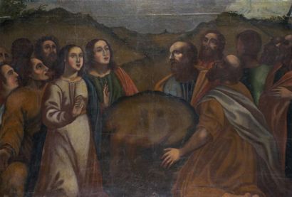 ÉCOLE ESPAGNOLE, deuxième moitié du XVIIe siècle Les apôtres après l'Ascension Huile...