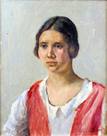 Auguste GÉRARD, École française du XXe siècle Portrait de femme, 1932 Huile sur toile...