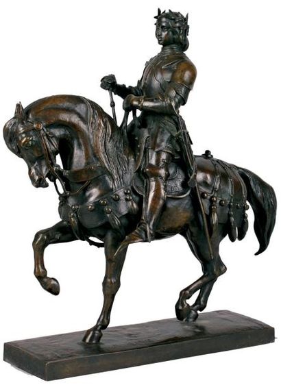 Antoine-Louis BARYE - 1795-1875 CHARLES VII VICTORIEUX Épreuve en bronze à patine...
