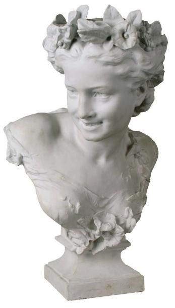 Jean-Baptiste CARPEAUX - 1827-1875 BUSTE DE FLORE OU LE PRINTEMPS N° 1, 1872 Biscuit...