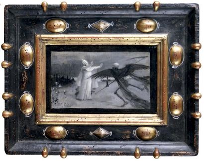 Jean-Paul SINIBALDI - 1857-1909 LE PAPE DEVANT LA MORT Huile sur toile signée en...
