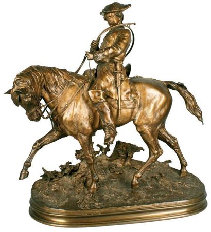 Pierre-Jules MÈNE - 1810-1879 VALET DE CHASSE LOUIS XV SANS CHIEN Épreuve en bronze...