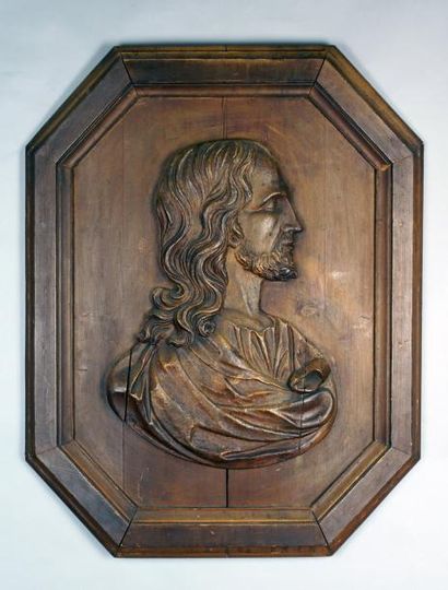 null PROFIL D'APÔTRE en bois sculpté d'époque XVIIIe siècle. Haut.: 55 cm