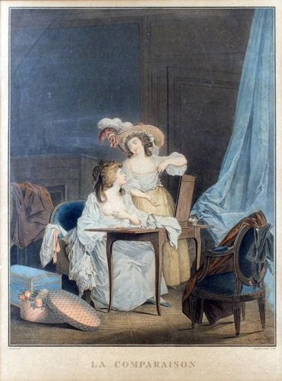 Jean-François JANINET - 1752-1814 - d'après Nicolas LAVREINCE LA COMPARAISON Gravure...
