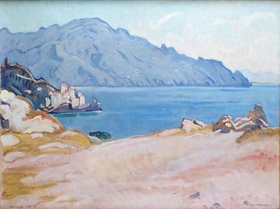 Axel SIMONSEN - 1884-1962 AMALFI, 1948 Huile sur toile, signée en bas à droite, datée...