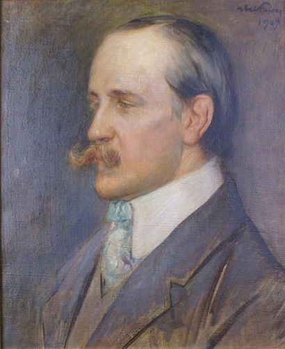 Abel FAIVRE - 1867-1945 PORTRAIT D'HOMME Huile sur toile, signée et datée en haut...