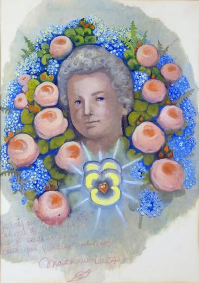 Madeleine LUKA - 1894-1989 PORTRAIT Gouache, signée en bas au centre. 51 x 36,5