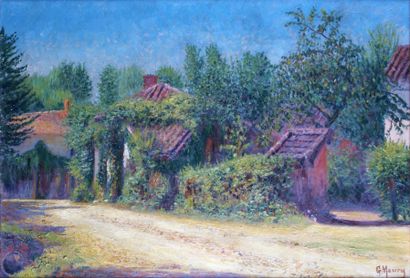 Georges Sauveur MAURY (né en 1872) LE HAMEAU Huile sur toile signée en bas à droite....