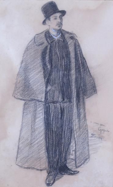 Théophile-Alexandre STEINLEN - 1859-1923 PORTRAIT EN PIED DU COMPOSITEUR ET ORGANISTE...