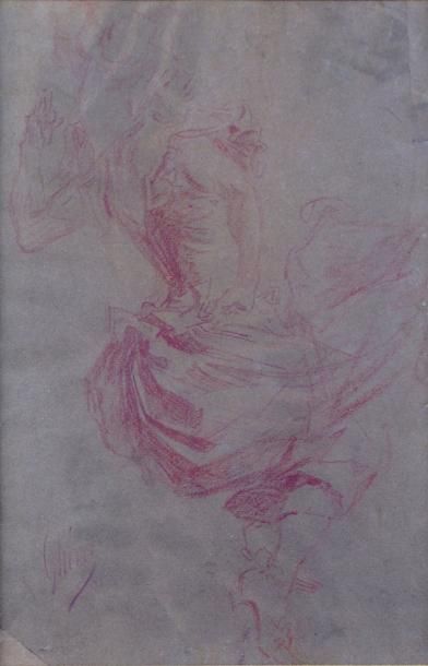Jules CHÉRET - 1836-1932 LA DANSEUSE Sanguine signée en bas à gauche. 29 x 19