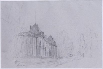 École espagnole du XIXe siècle FAÇADE ARRIERE DE LA MALMAISON, 1867 Dessin au fusain...