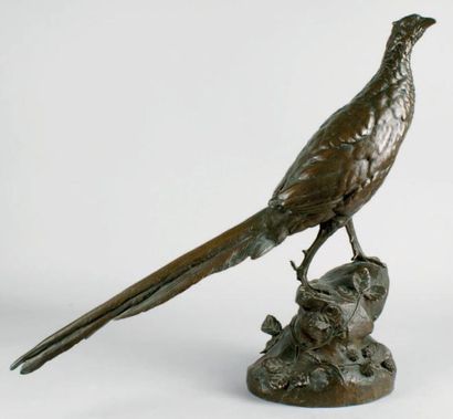 Leon BUREAUD - 1866-1906 LE FAISAN SUR UN ROCHER Ancienne épreuve d'édition en bronze...