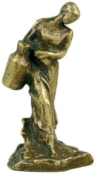 Aimé-Jules DALOU - 1838-1902 LA LAITIÈRE Épreuve en bronze à patine doré nuancé brun,...