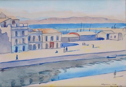 Albert MARQUET - 1875-1947 LE PORT D'ALGECIRAS, 1930 Aquarelle signée, située et...