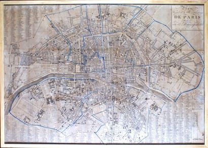 null Plan routier de la ville et faubourgs de Paris divisé en 12 municipalités. 1810...