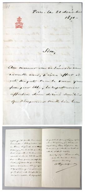 null Amiral RIGAULT DE GENOUILLY L.A.S. adressée à l'Empereur Napoléon III, auquel...