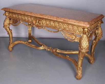 null Console d'applique anglaise de style George III en bois doré sculpté et partiellement...
