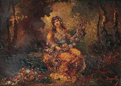 Frédéric BORGELLA (né à Bagnères au XIXe siècle) JEUNE FILLE À LA GUIRLANDE DE FLEURS...