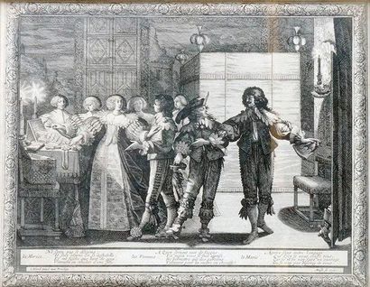 Abraham BOSSE - 1602-1676 De la série Le mariage à la ville: LA MARIÉE RECONDUITE...