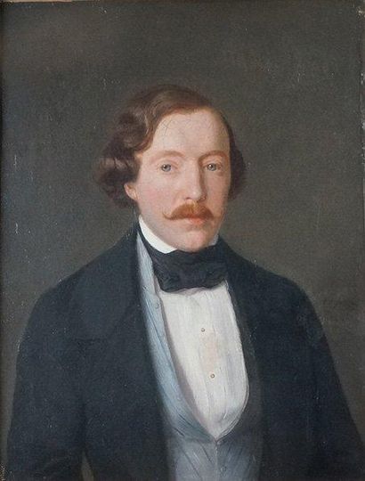 Jean-Baptiste VEGEAIS, né au XIXe siècle à Mayence PORTRAIT D'HOMME À LA MOUSTACHE,...