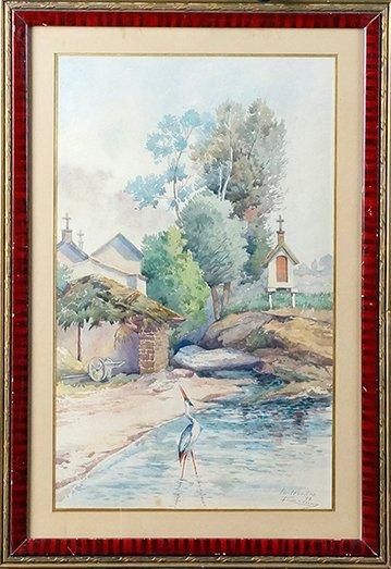 Walter RACINE (1866-1943) - PONTEVEDRA, 1894 (43 x 26 cm) - MEZY SUR OISE, 1895 (34...