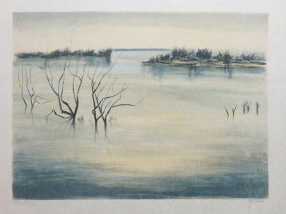 Victor ZAROU (né en 1930) Les marais Lithographie sur papier Japon signée et numérotée...