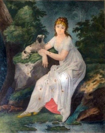 J F. CAZENAVE, né vers 1770 L'épouse fidelle. Eau-forte et aquatinte en couleurs...