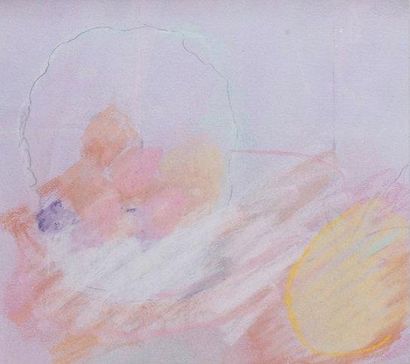 Jules CAVAILLES - 1901-1977 CORBEILLE DE FRUITS ET ANANAS Pastel. 19 x 21