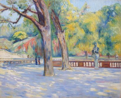 Jack GEYHERT, XXe siècle LE PARC Huile sur toile, signée et datée en bas à droite....