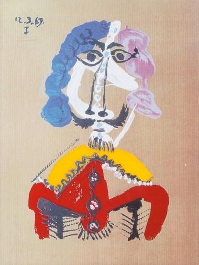 Pablo PICASSO - 1881-1973 LE COURTISAN, PORTRAITS IMAGINAIRES Édition sur céramique,...