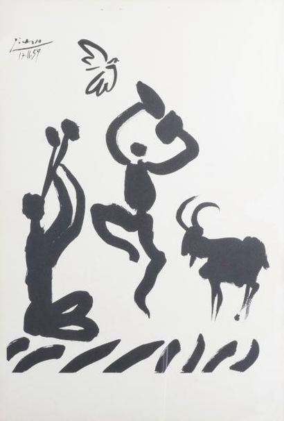 Pablo PICASSO - 1881-1973 DANSEURS, 1959 Lithographie, signée et datée dans la planche...