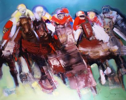 Christian JAUREGUY, né en 1930 MOUVEMENT Acrylique sur toile, signée en bas à droite....