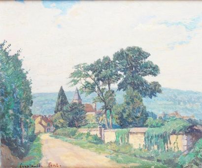 Constantin FONT - 1890-1954 LE VILLAGE Huile sur toile, signée en bas à gauche. 46...