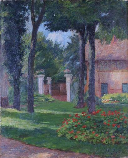 Charles AGARD - 1866-1950 L'ENTRÉE DU PARC Huile sur toile, signée en bas à droite....