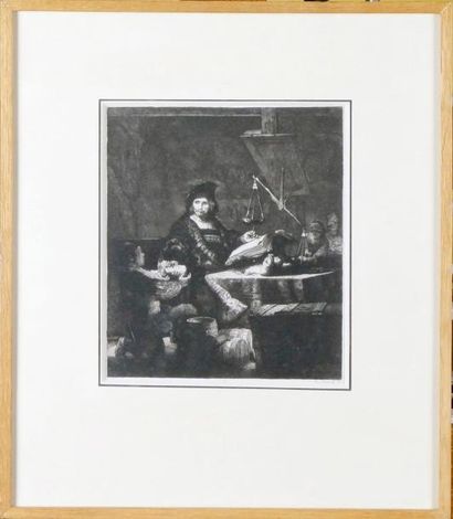D'après REMBRANDT VAN RIJN (1606-1669) PORTRAIT de Jan WYTENBOGAERT (1606-1684) ou...