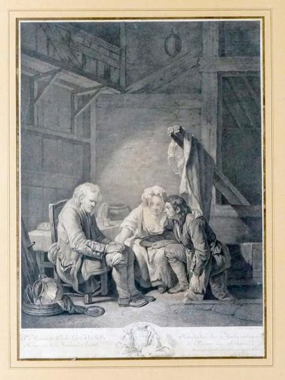 Laurent CARS (1699-1771) d'après Jean-Baptiste GREUZE LES JEUNES MARIÉS Burin et...