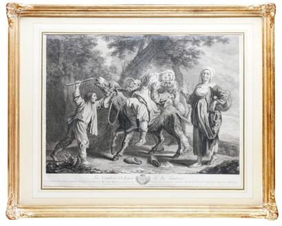 Jean DAULLE(1703-1763) d'après LE NAIN LES TENDRES ADIEUX DE LA LAITIÈRE GRAVURE...