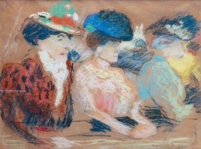 Charles CAMOIN - 1879-1965 DAMES DE JOIE Pastel, signé et titré en bas à droite....