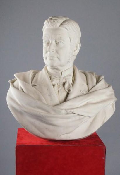 Eugène Louis GODIN (1823-1887) BUSTE D'HOMME AUX FAVORIS, 187 ? Sculpture en marbre...