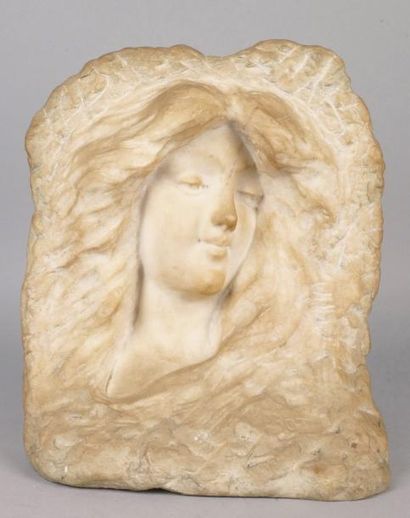 Aimé-Nicolas MOROT (1850-1913) BUSTE DE JEUNE FEMME Sculpture en marbre blanc, signée....
