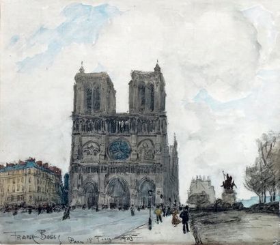 Frank BOGGS - 1855-1926 PARIS, NOTRE-DAME, 1905 Aquarelle, signée, datée et située...