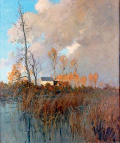 Alexandre JACOB - 1876-1972 PAYSAGE D'AUTOMNE Huile sur toile. 55 x 46