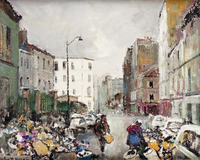 Jules-René HERVÉ - 1887-1981 PARIS, LES CHIFFONNIERS Huile sur toile, signée en bas...