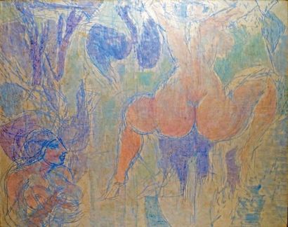 Charles ROLLIER - 1912-1968 LE NU, 1967 Huile sur toile, signée et datée au dos....